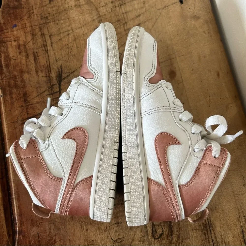 Jordan Nike shoes, girls 9.5, rose gold & white, GUC see pix for blemishes